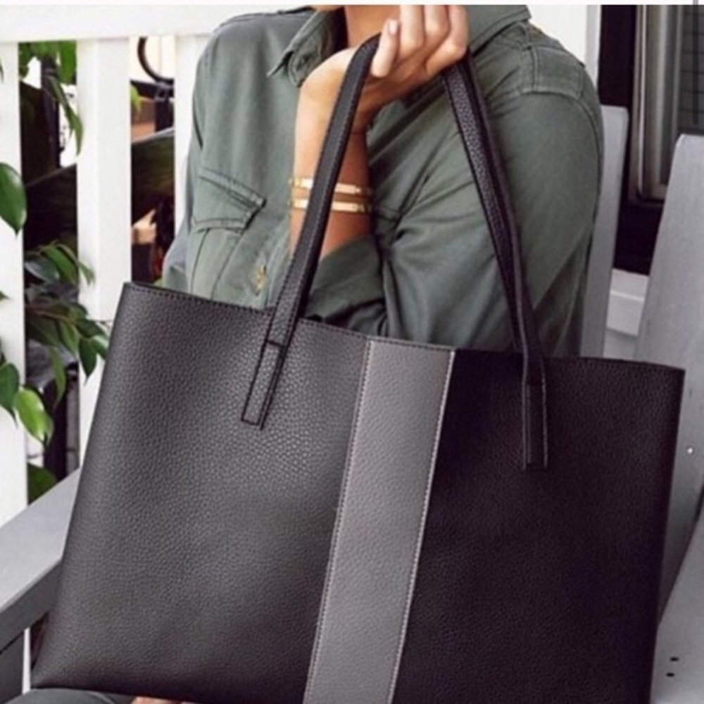 VINCE CAMUTO Pebbled Vegan Leather Luck Tote Black